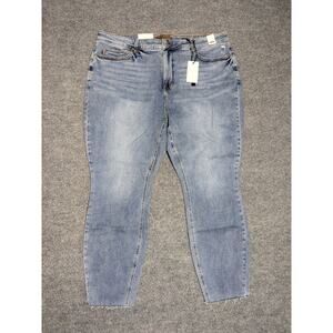 Judy Blue Skinny Fit Jeans Womens Plus Size 24W Distressed Raw Hem Denim